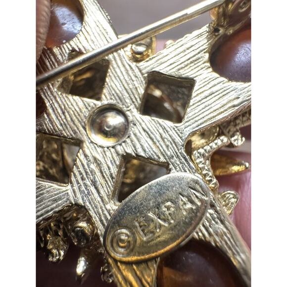 VTG Expan Amber Glass Convertible Brooch/Pendant - Picture 2 of 7